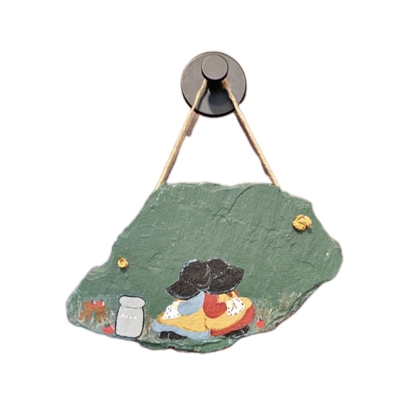 Vintage America Other - Vintage Hand Painted Slate Sign Primitive Folk Art Country Cottage Wall Decor